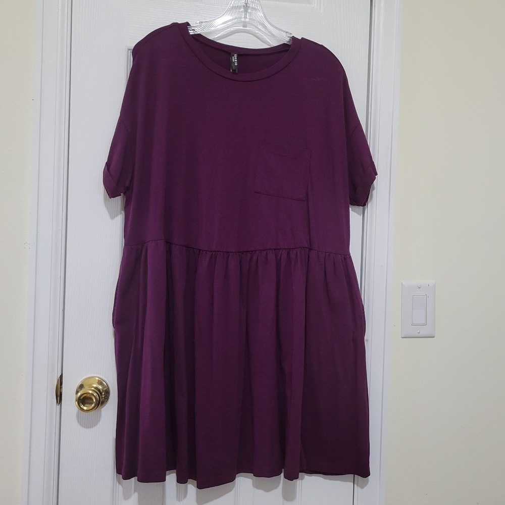 Torrid Sleep Plum Purple Babydoll T-Shirt Dress Short Sleeve Pocket Plus Size 0